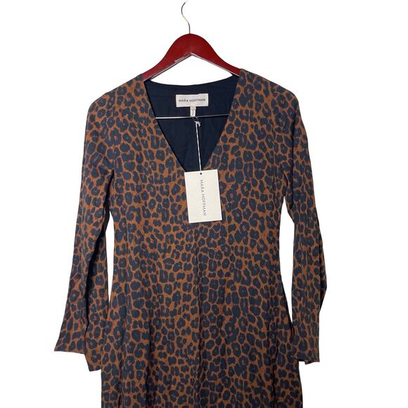 NWT Mara Hoffman Naliyah Maxi Brown Leopard Dress sz 2 - Picture 6 of 9